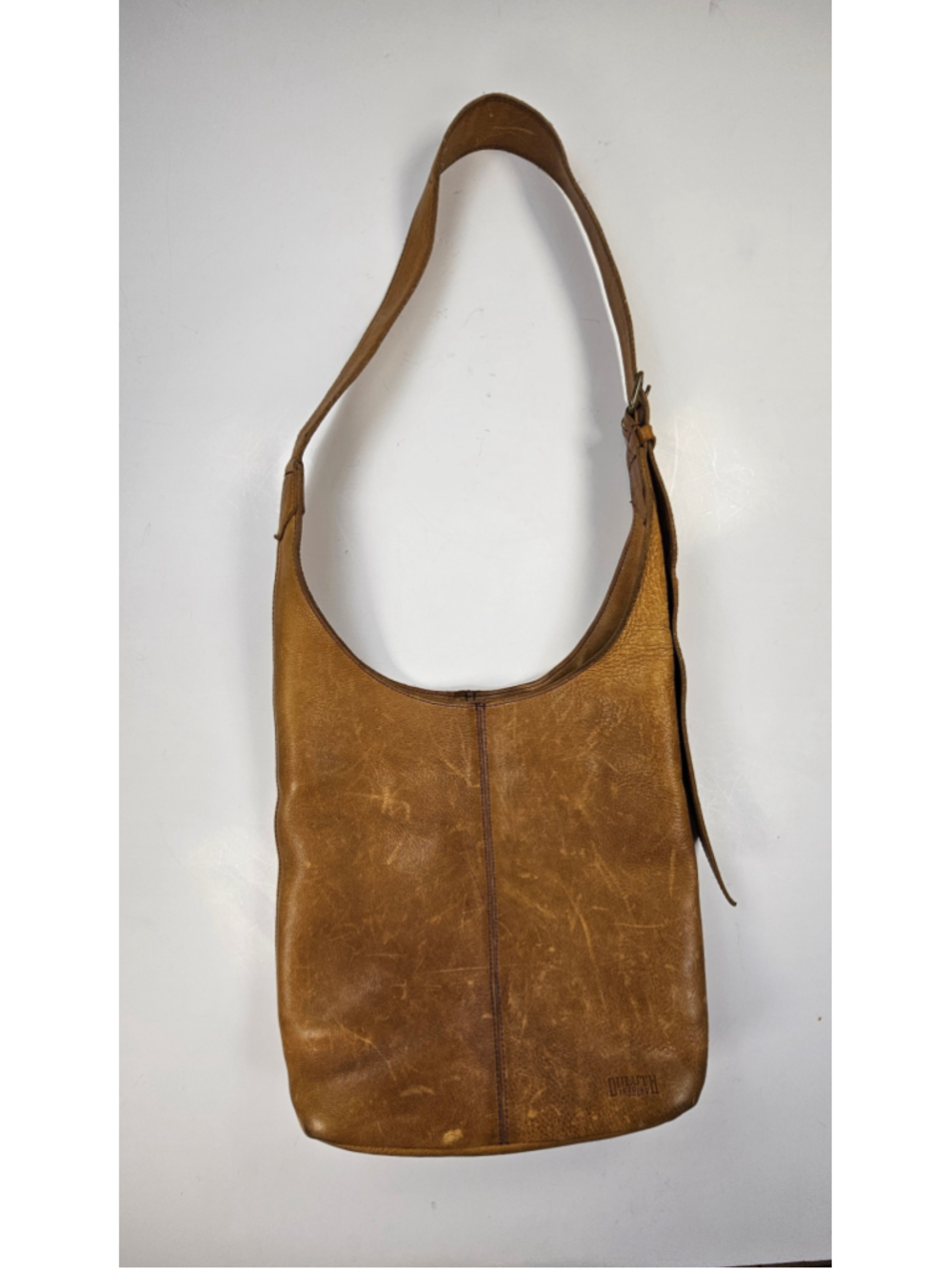 Duluth Trading Co Leather Hobo Shoulder Bag Brown Distressed Full Grain Purse